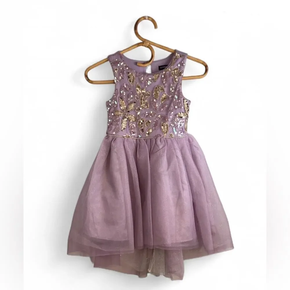 Zunie Lavender and Gold Sequin Pattern Formal Kids Dress size 5